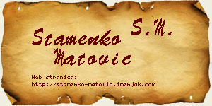 Stamenko Matović vizit kartica